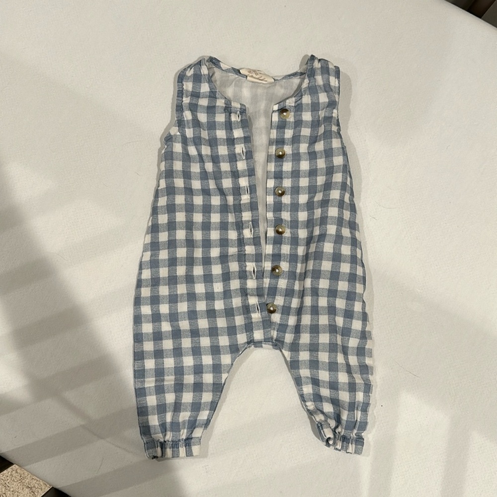 SIIX 	Blue Gingham / Organic Bay Jumpsuit
